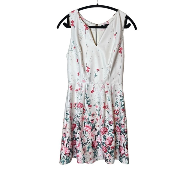 Kut‎ From The Kloth Lana Fit & Flare Dress Size 6 Womans Ivory Floral Sleeveless - Picture 1 of 7